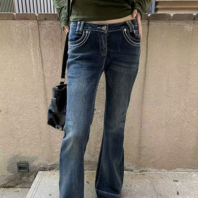 Low Rise Slim Flared Vintage Jeans