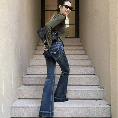 Low Rise Slim Flared Vintage Jeans