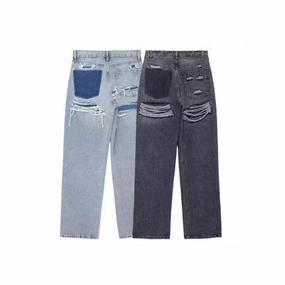 Ripped Straight Leg Jeans