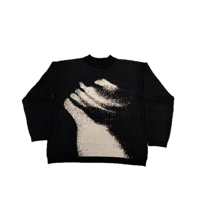 Distorted Face Graphic Knit Sweater