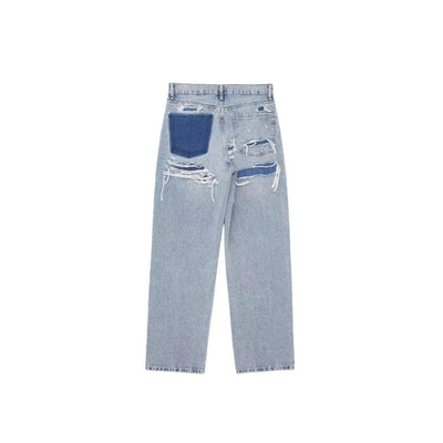 Ripped Straight Leg Jeans