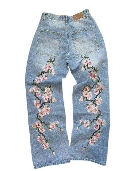Sakura Embroidered Pants